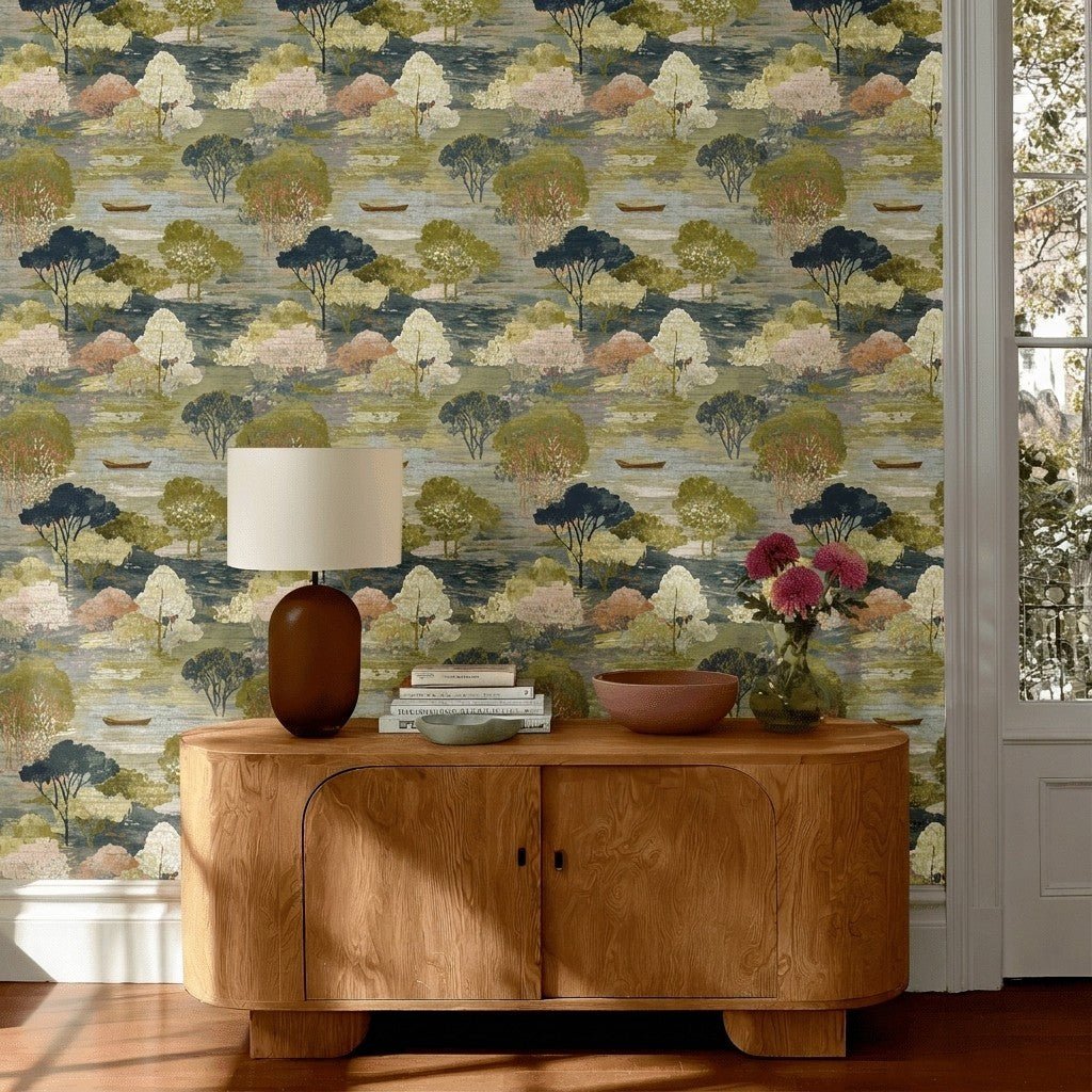 Morning Row Faux Grasscloth Wallpaper - Lemon Park