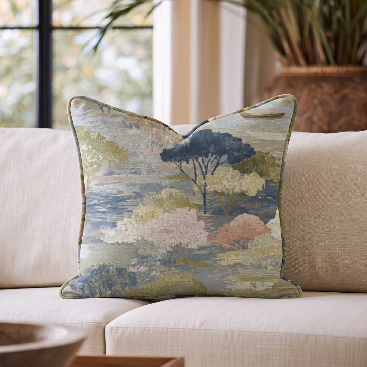 Morning Row Throw Pillow - Lemon Park