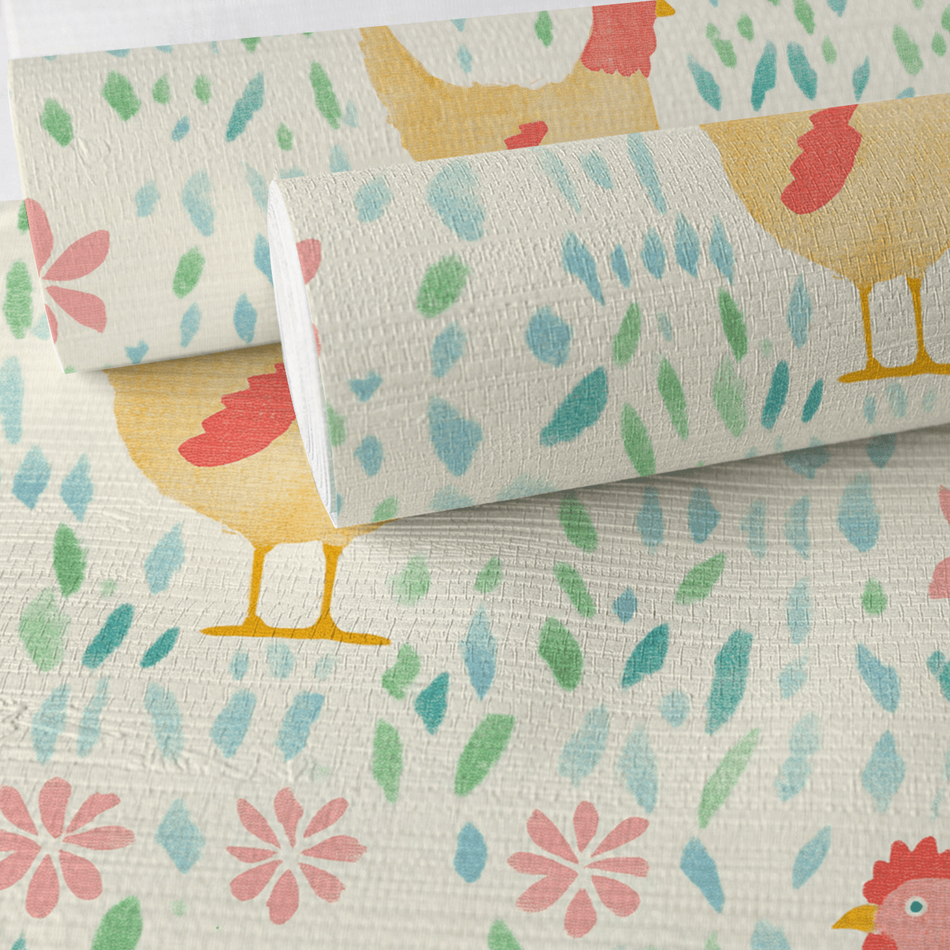 Mother Hen Faux Grasscloth Wallpaper - Lemon Park