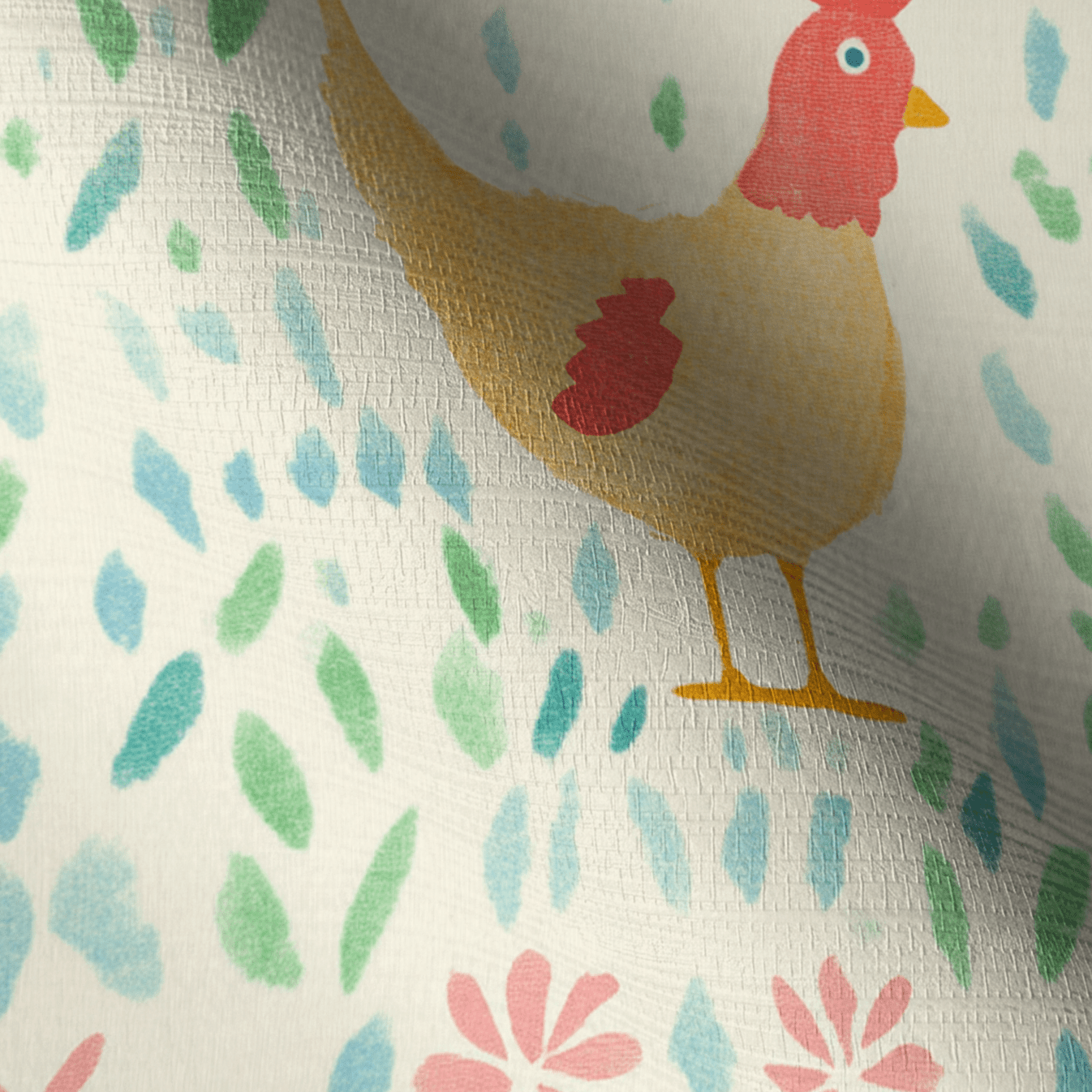Mother Hen Faux Grasscloth Wallpaper - Lemon Park