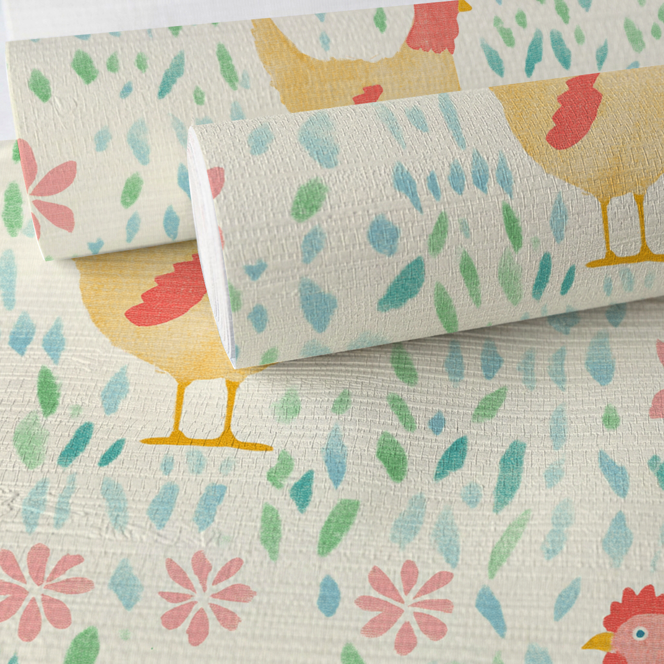 Mother Hen Faux Grasscloth Wallpaper