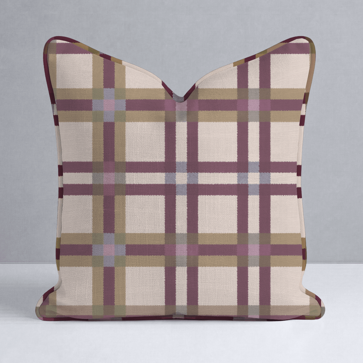 Mulberry Plaid Throw Pillow - Lemon Park