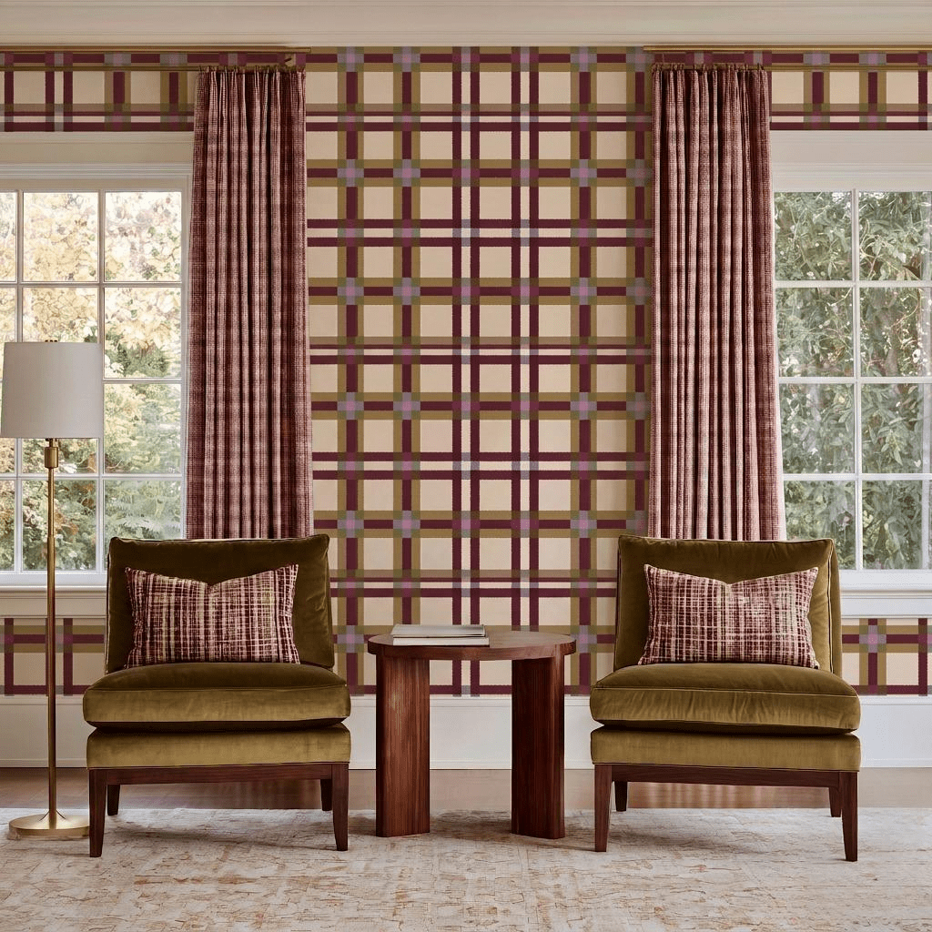 Mulberry Plaid Wallpaper - Lemon Park