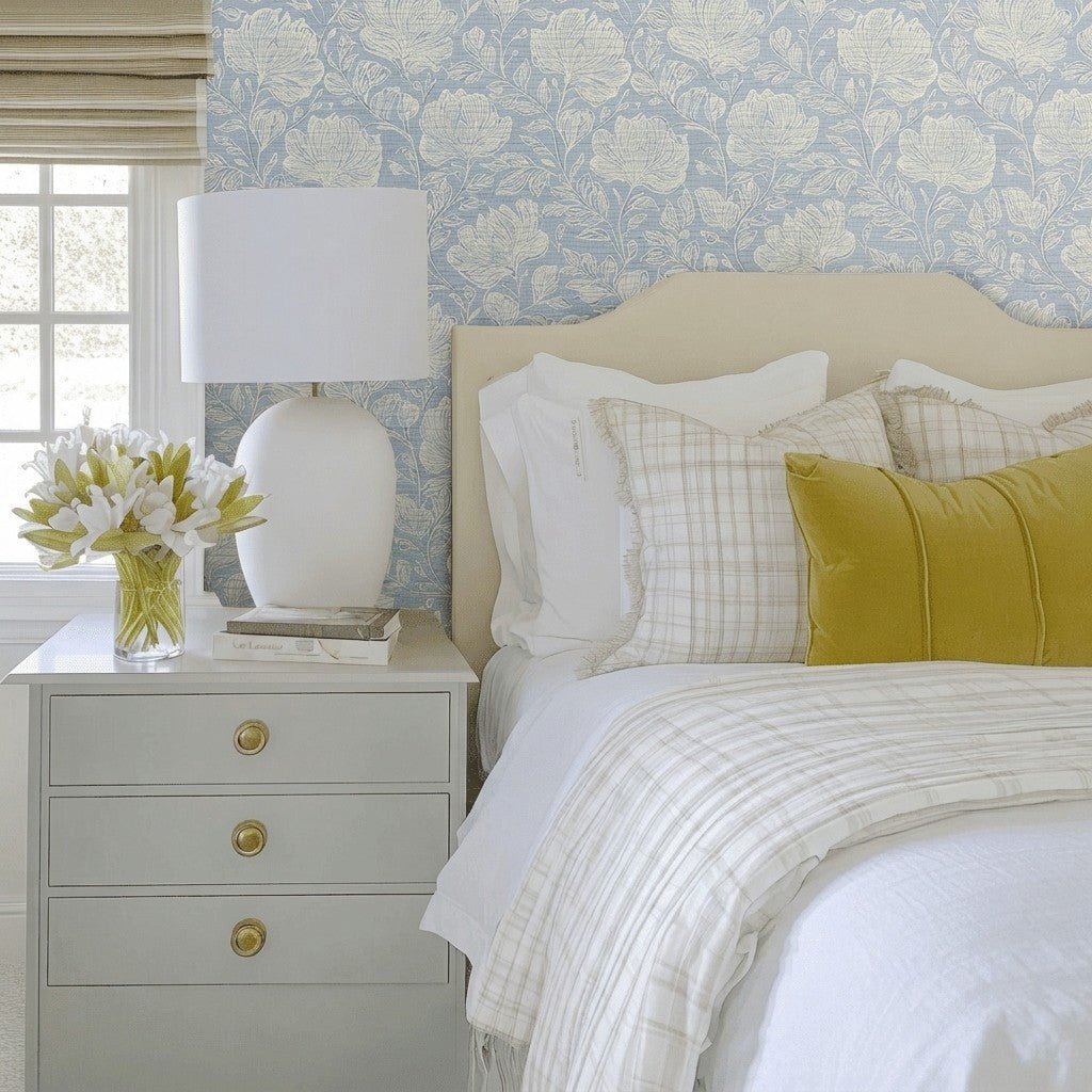 Muted Periwinkle Faux Grasscloth Wallpaper - Lemon Park