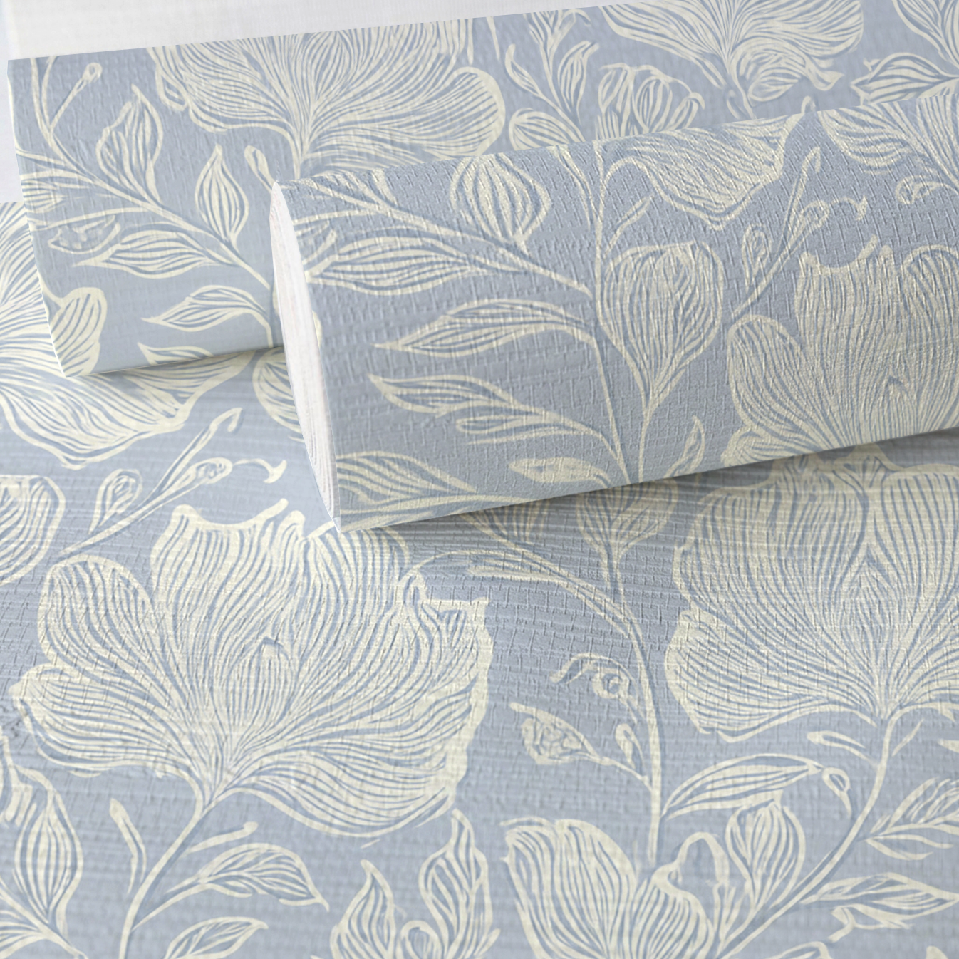 Muted Periwinkle Faux Grasscloth Wallpaper