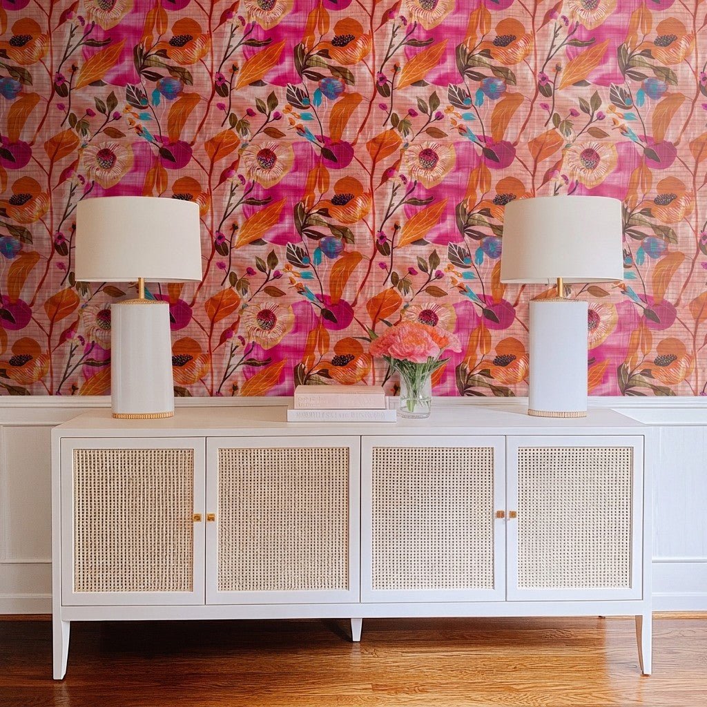 Natalia's Tropical Tapestry Faux Grasscloth Wallpaper - Lemon Park