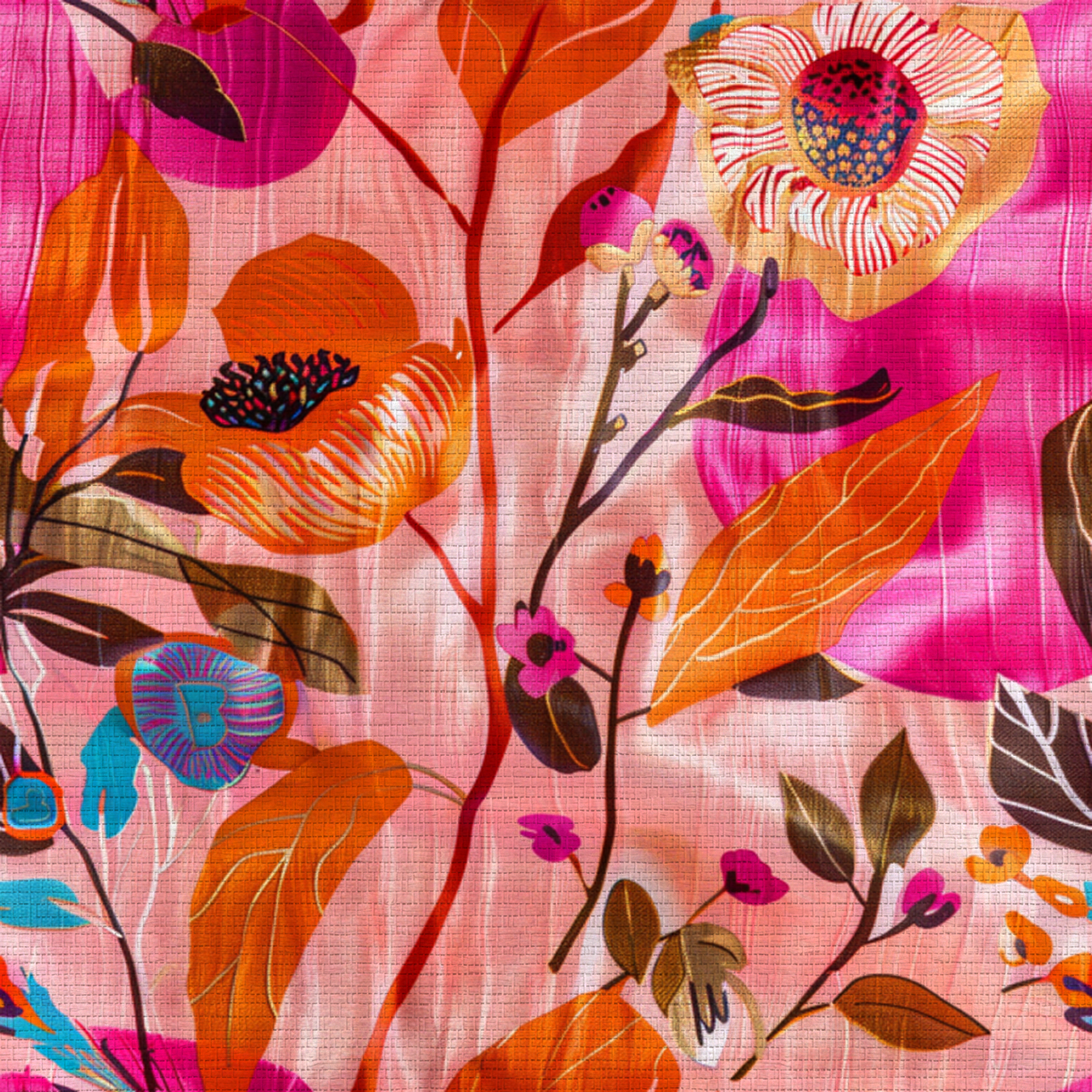 Natalia's Tropical Tapestry Faux Grasscloth Wallpaper - Lemon Park