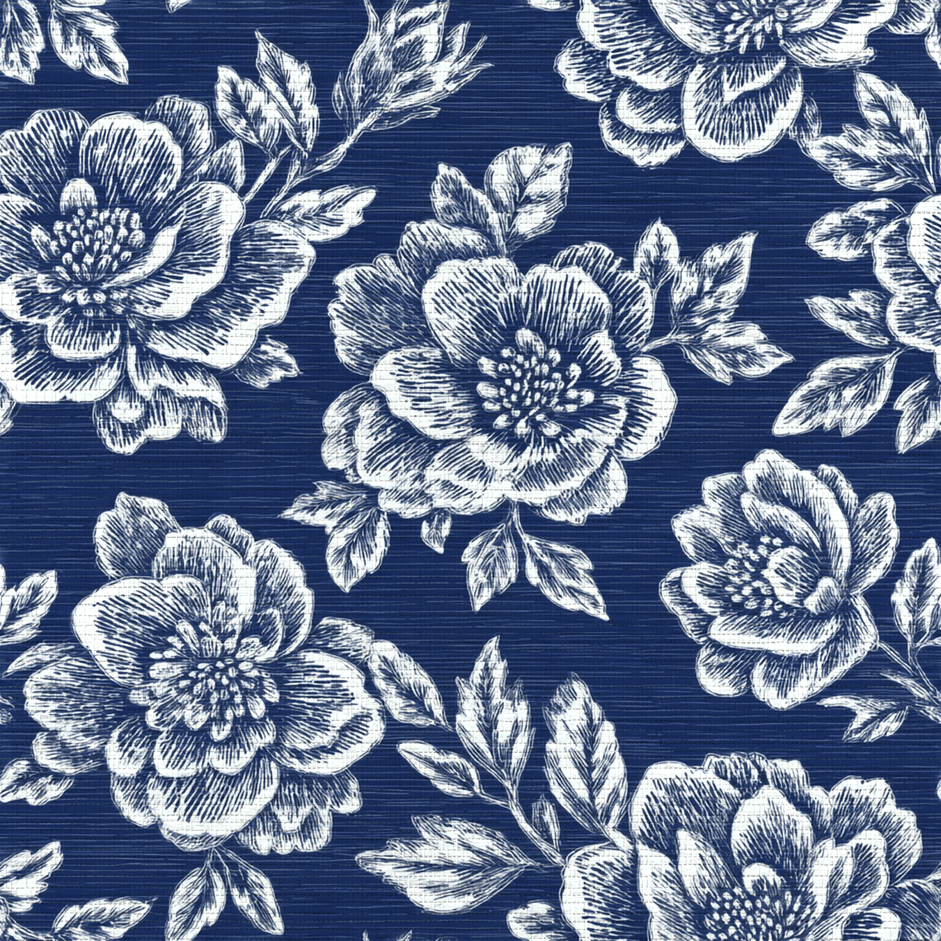 Navy Night Faux Grasscloth Wallpaper - Lemon Park