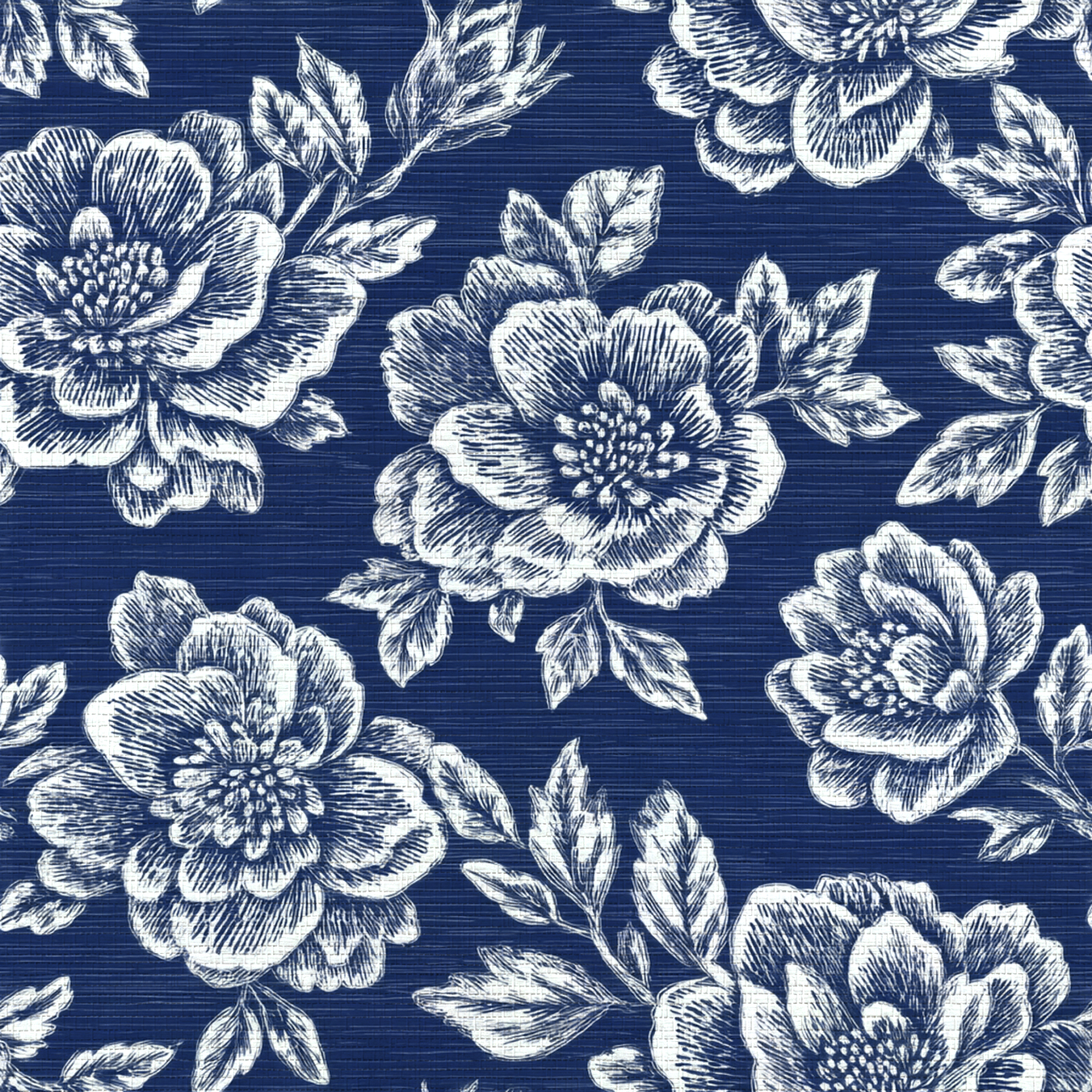 Navy Night Faux Grasscloth Wallpaper