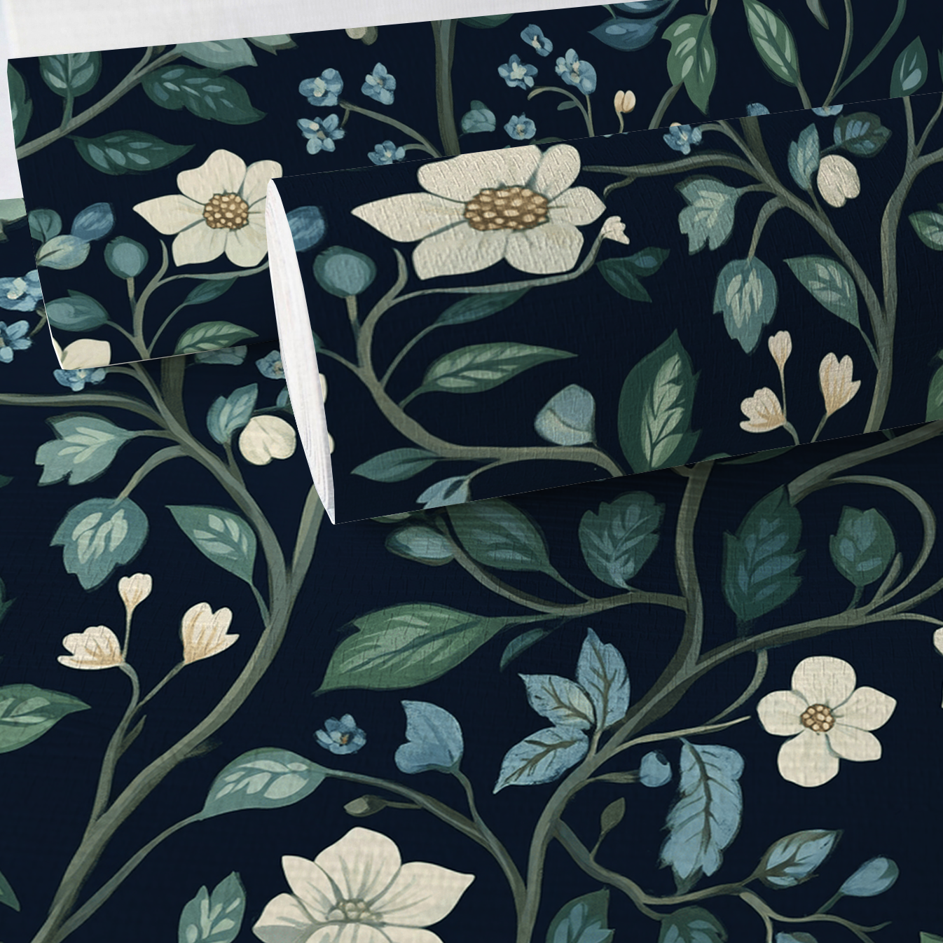 Navy Faux Grasscloth Wallpaper