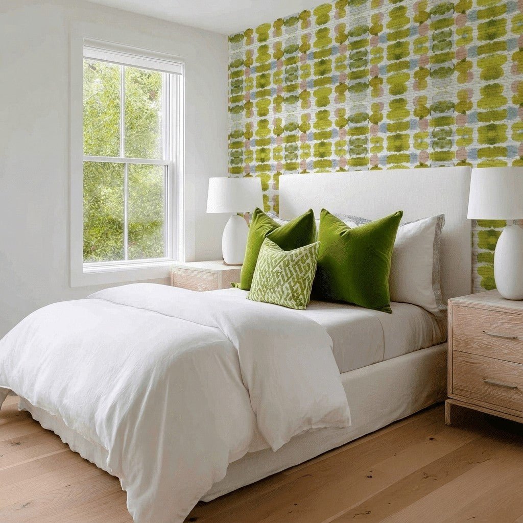 Olive Echo Faux Grasscloth Wallpaper - Lemon Park