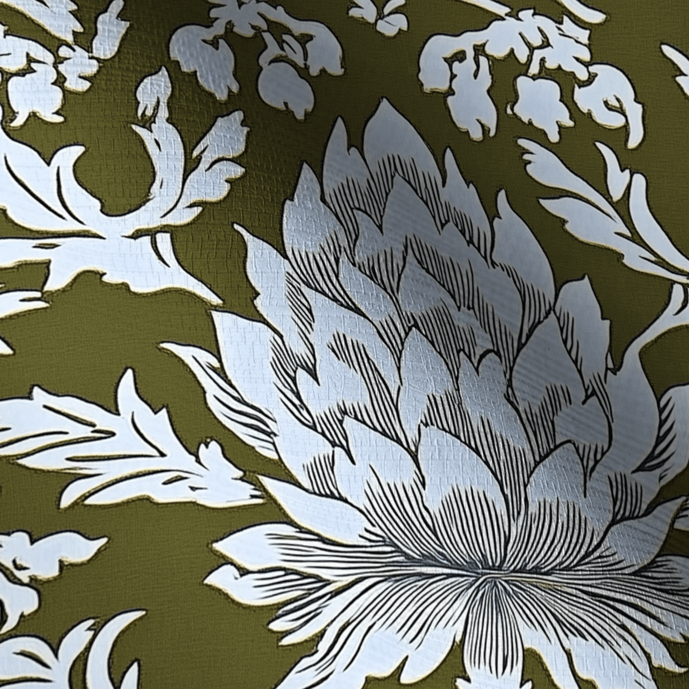 Olive Fancy Faux Grasscloth Wallpaper - Lemon Park