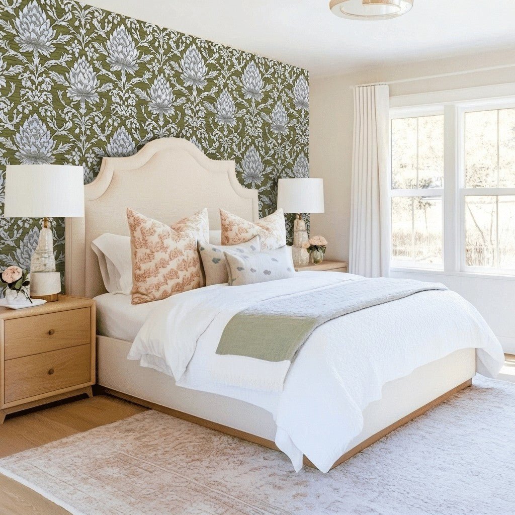 Olive Fancy Faux Grasscloth Wallpaper - Lemon Park