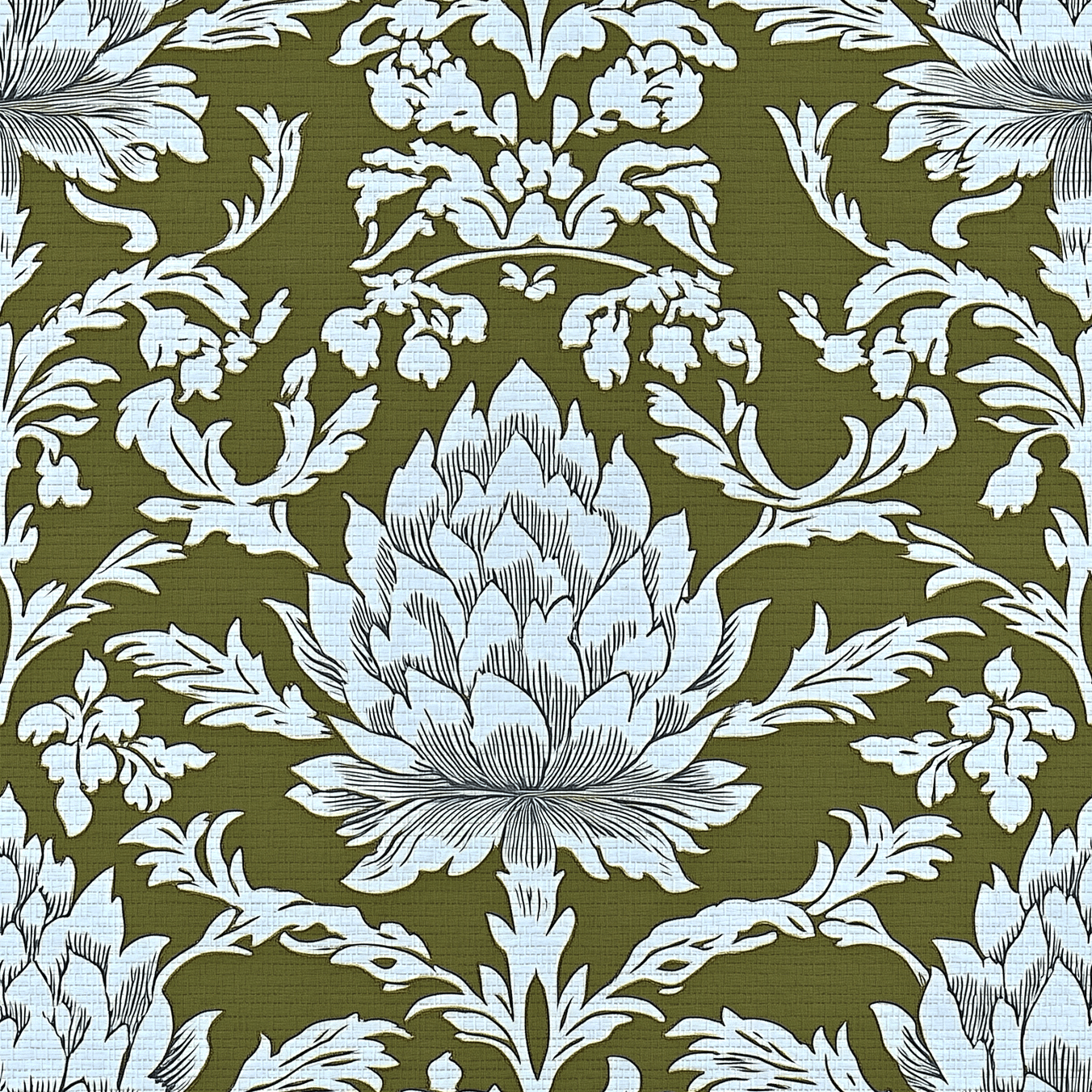 Olive Fancy Faux Grasscloth Wallpaper - Lemon Park