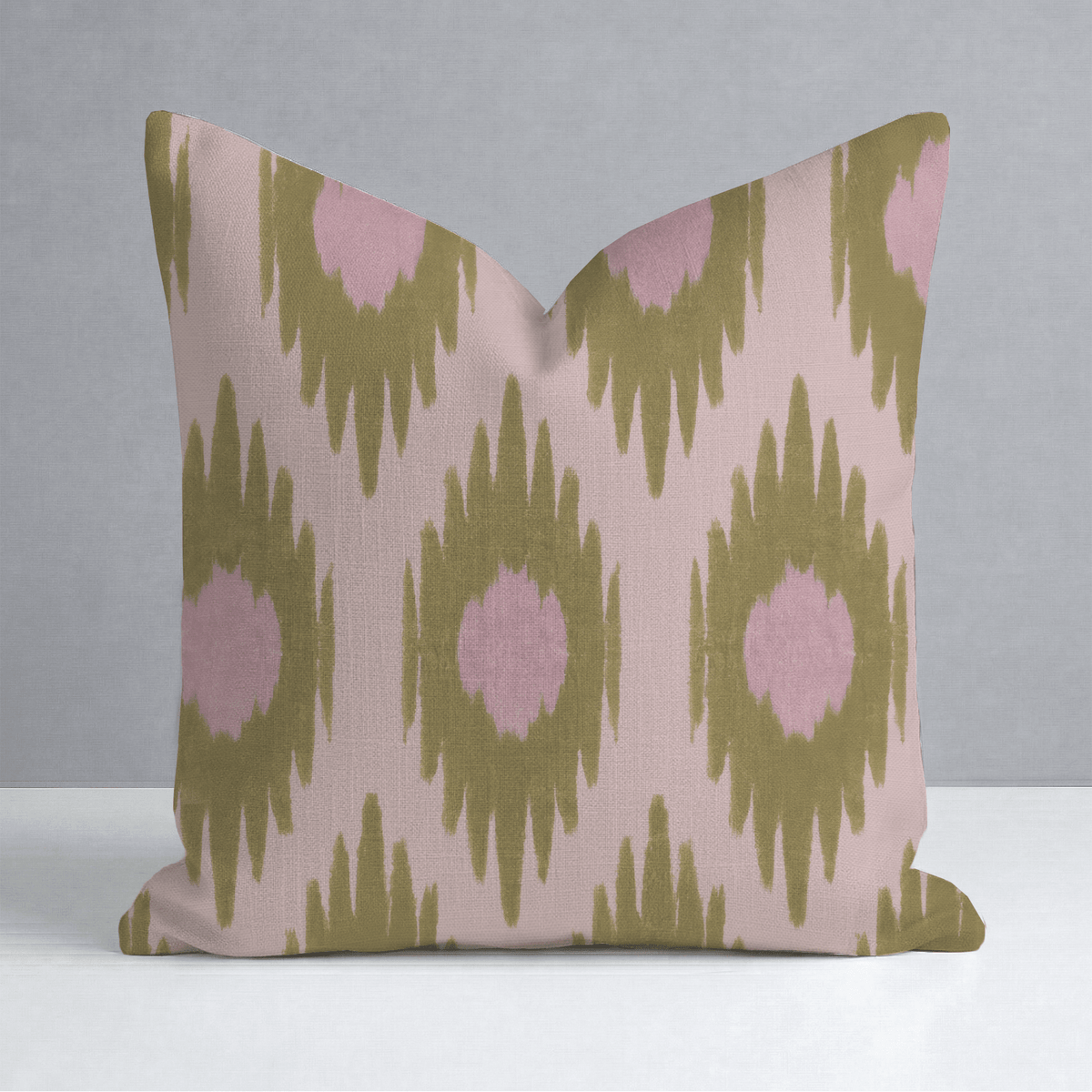 Olive Grove Ikat Throw Pillow - Lemon Park