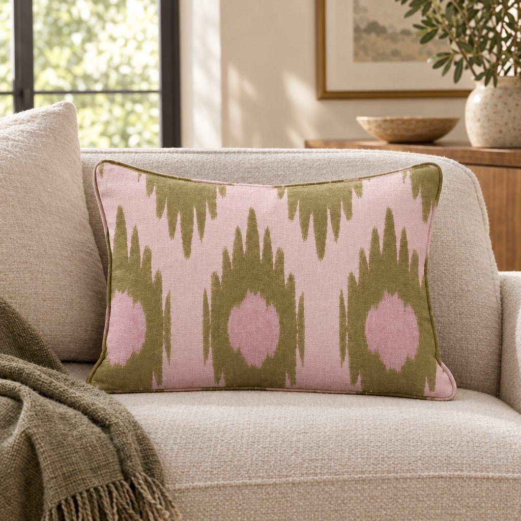 Olive Grove Ikat Throw Pillow - Lemon Park