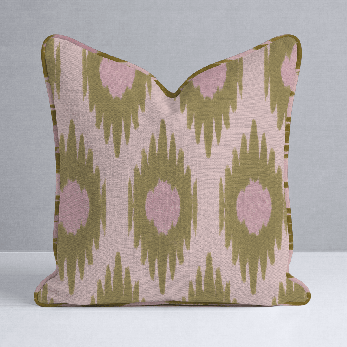 Olive Grove Ikat Throw Pillow - Lemon Park