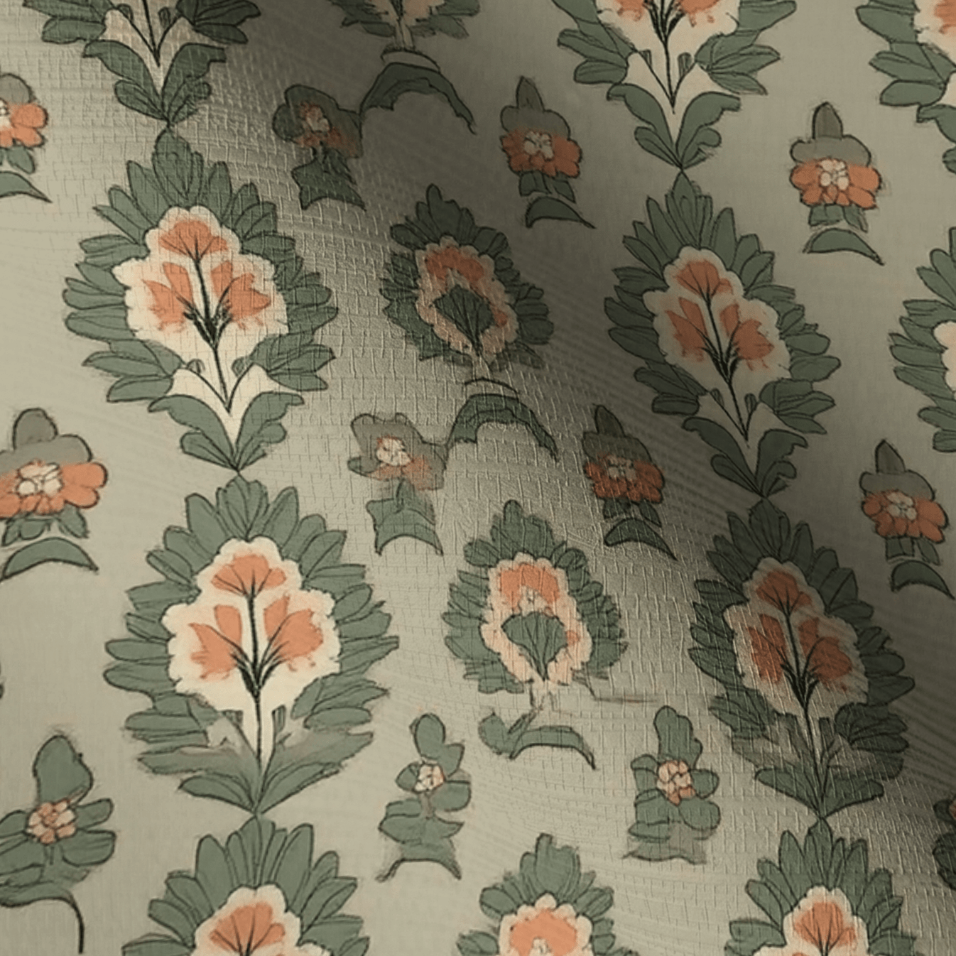 Olive & Peach Faux Grasscloth Wallpaper - Lemon Park