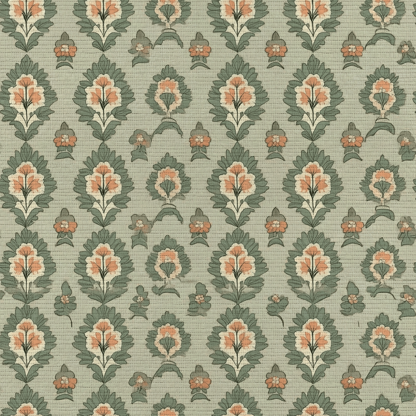 Olive & Peach Faux Grasscloth Wallpaper - Lemon Park