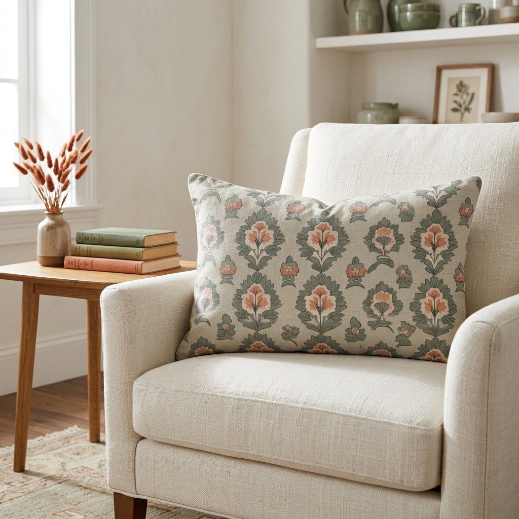 Olive & Peach Throw Pillow - Lemon Park