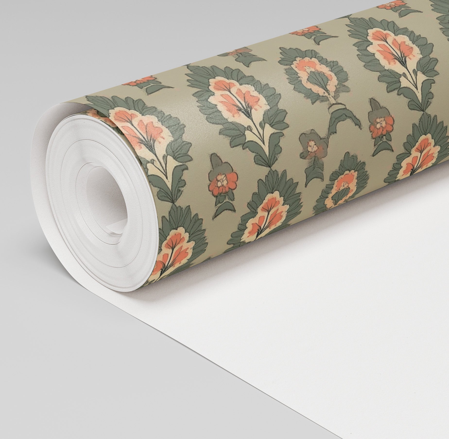 Olive & Peach Wallpaper - Lemon Park