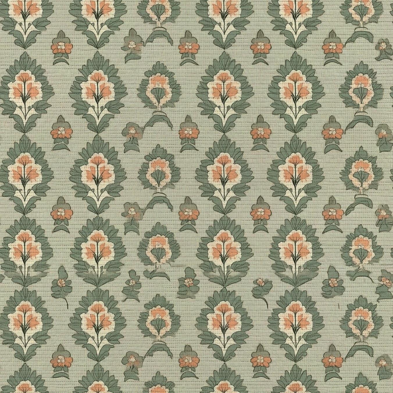 Olive & Peach Faux Grasscloth Wallpaper