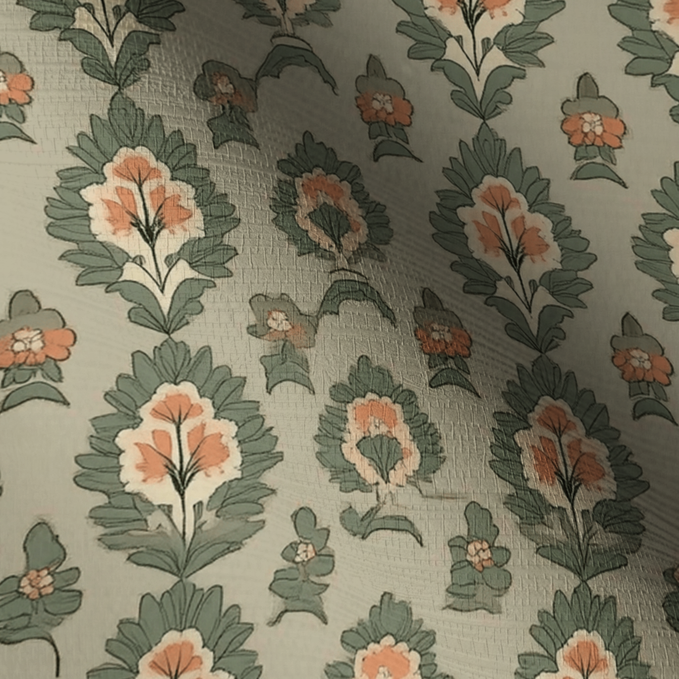 Olive & Peach Faux Grasscloth Wallpaper