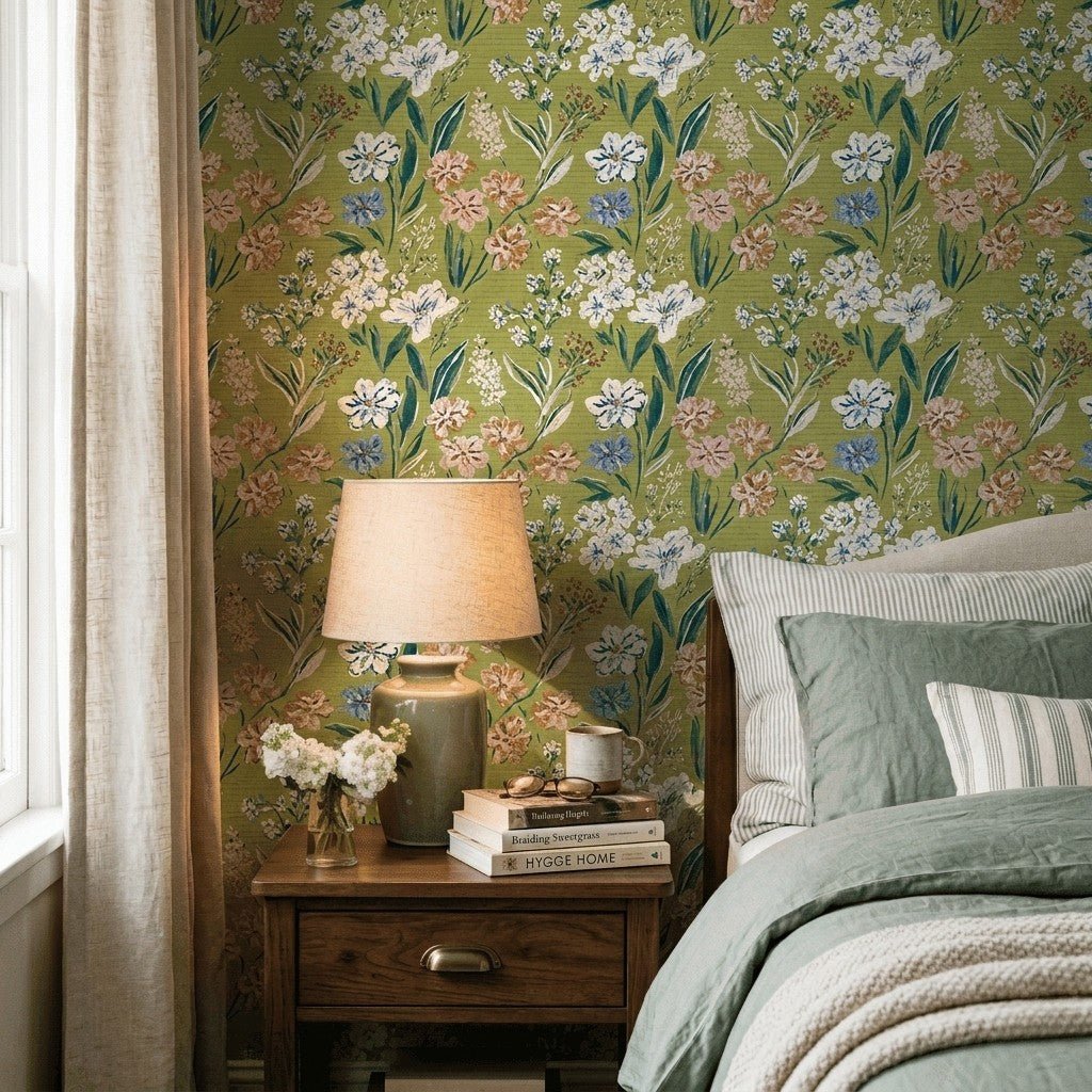 Ondine Faux Grasscloth Wallpaper - Lemon Park