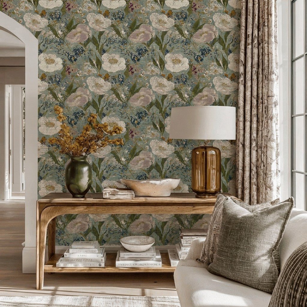 Open Petal Faux Grasscloth Wallpaper - Lemon Park