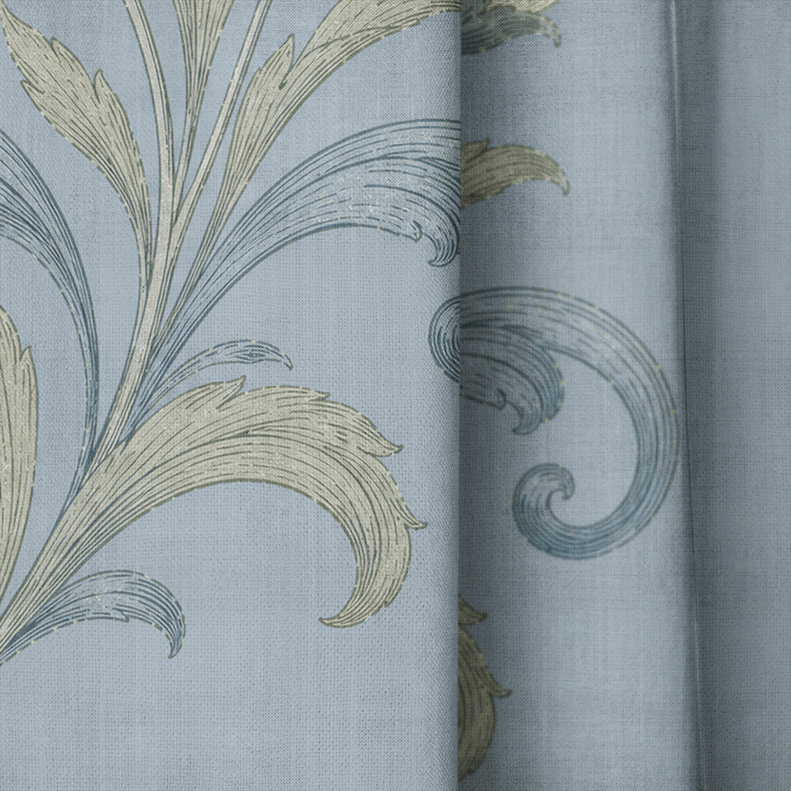 Orange County Cool Grey Botanical - Drapery - Lemon Park