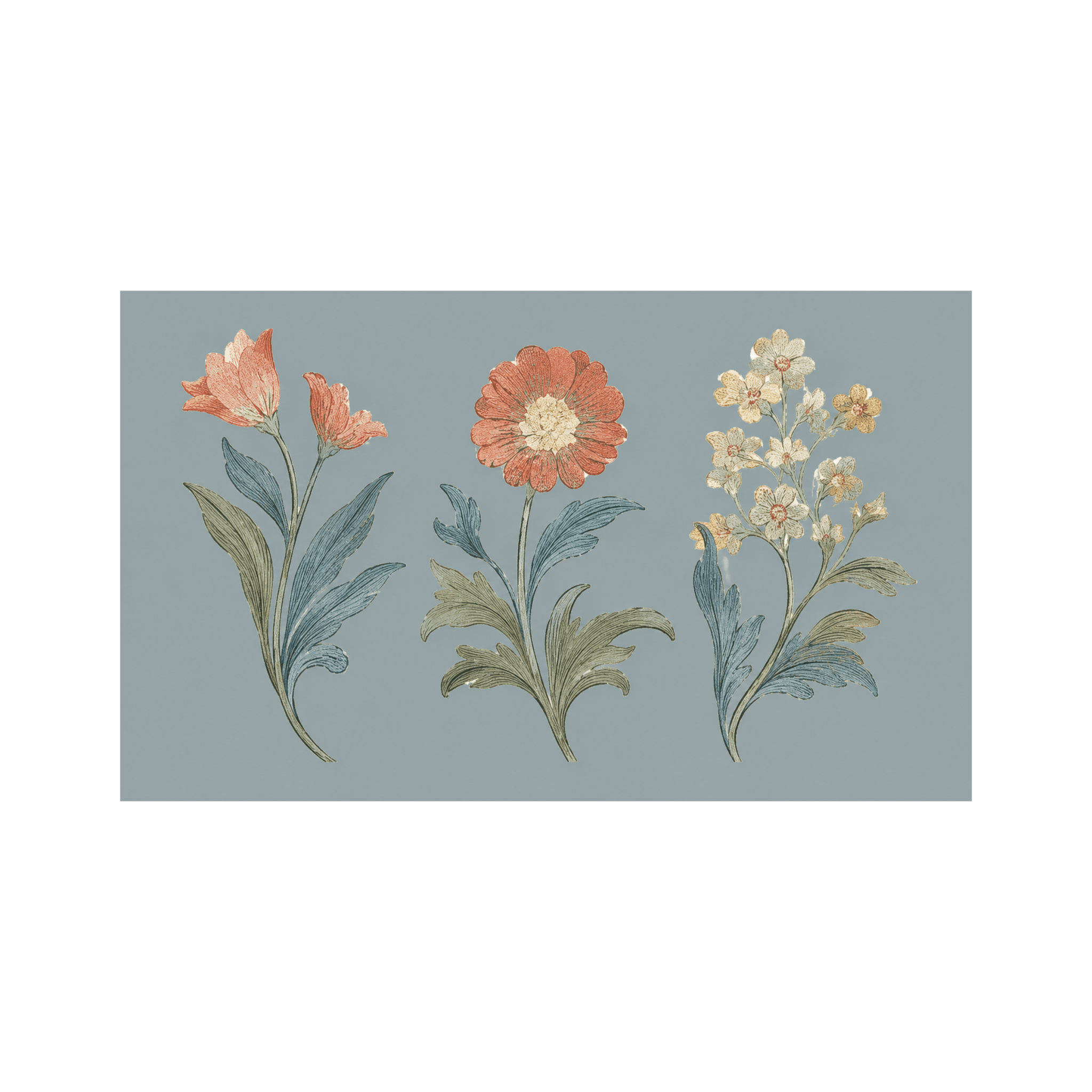 Orange County Cool Grey Botanical Study - Tapestry - Lemon Park