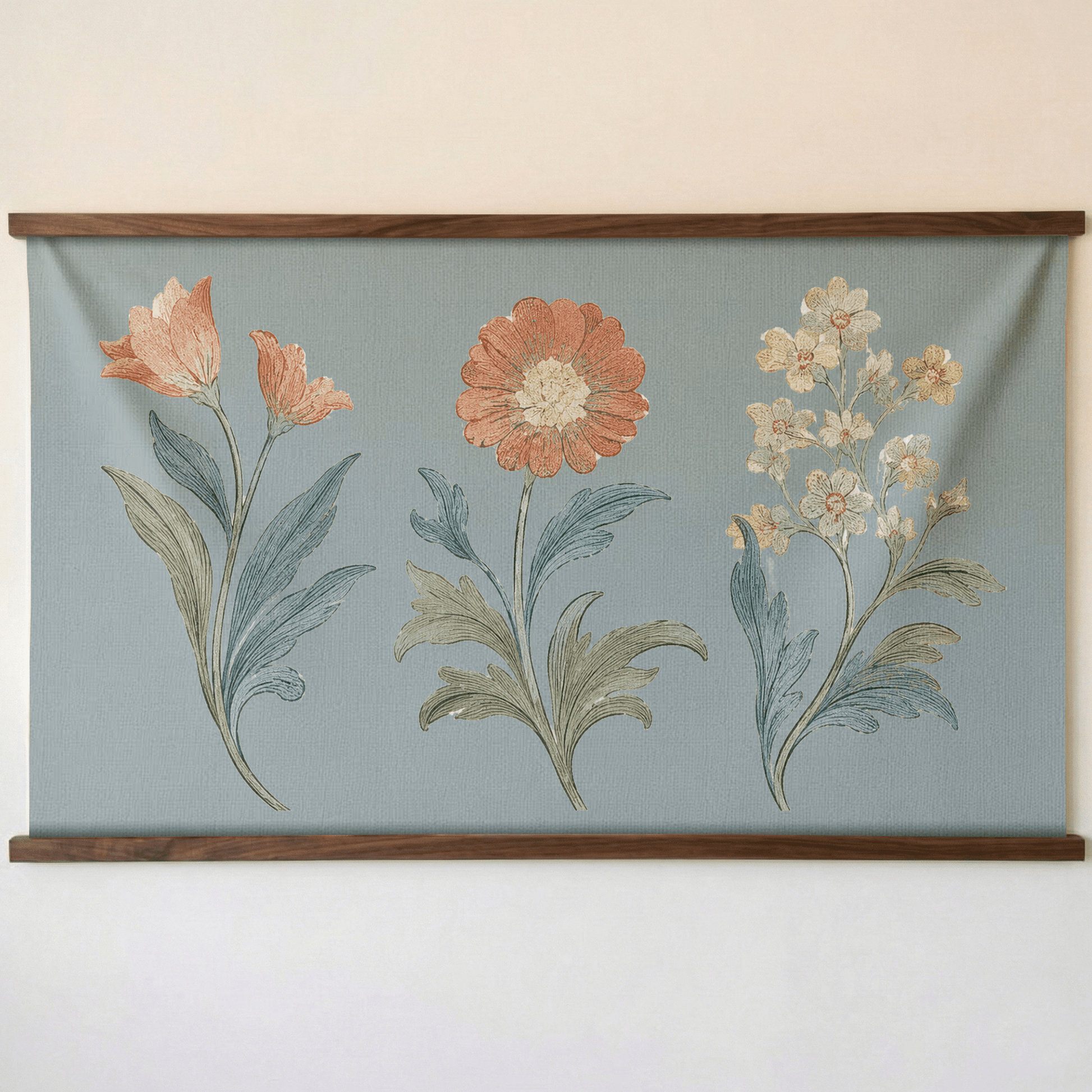 Orange County Cool Grey Botanical Study - Tapestry - Lemon Park