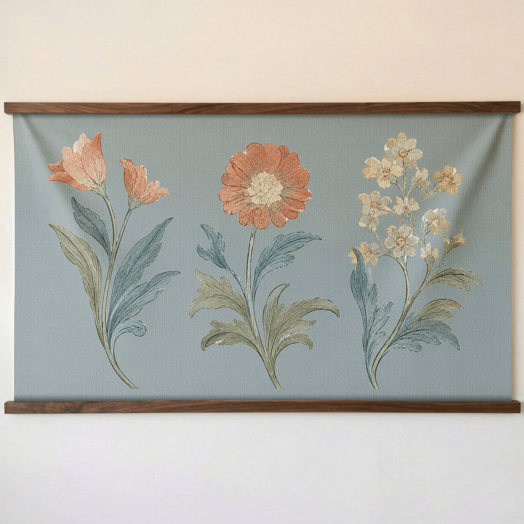 Orange County Cool Grey Botanical Study - Tapestry - Lemon Park