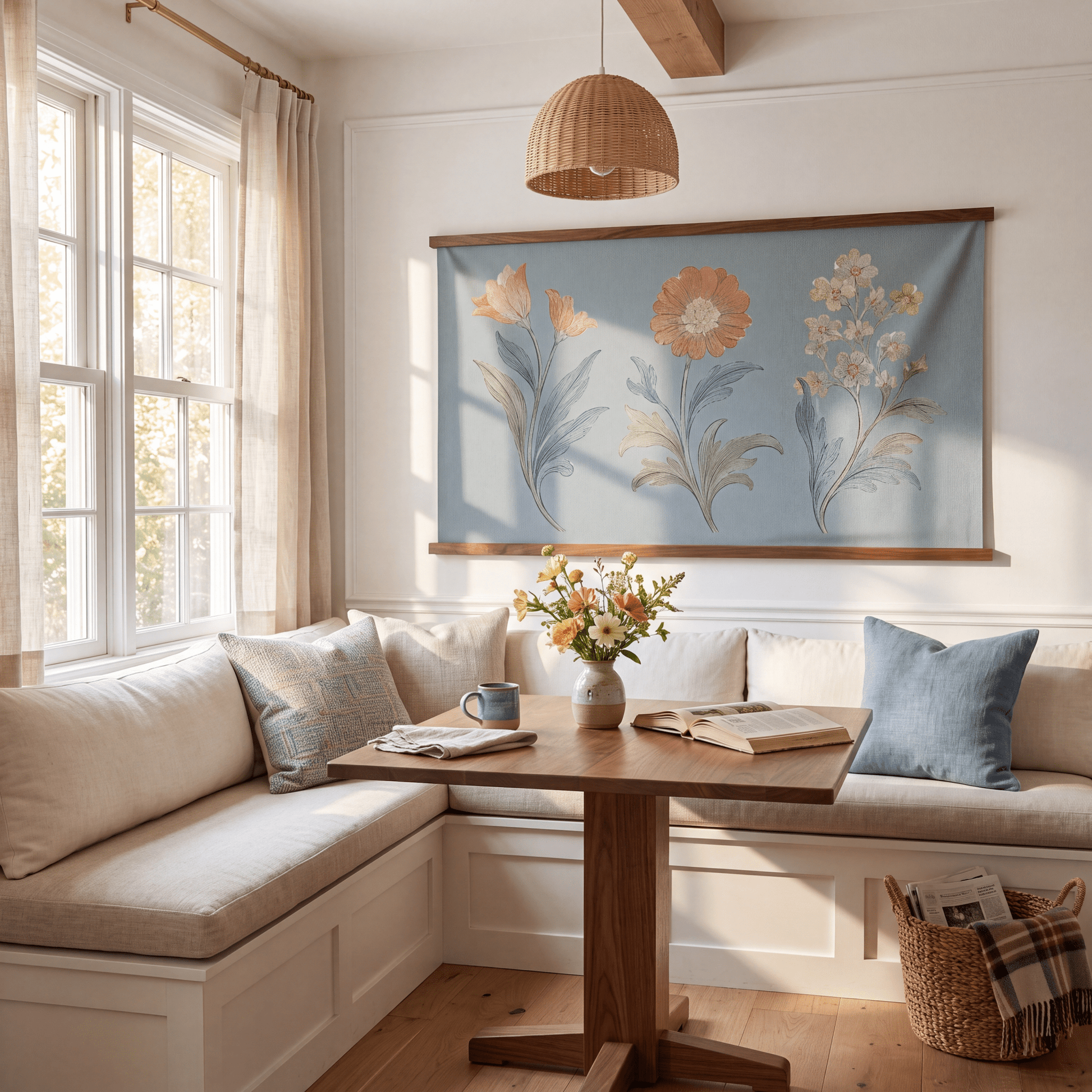 Orange County Cool Grey Botanical Study - Tapestry - Lemon Park