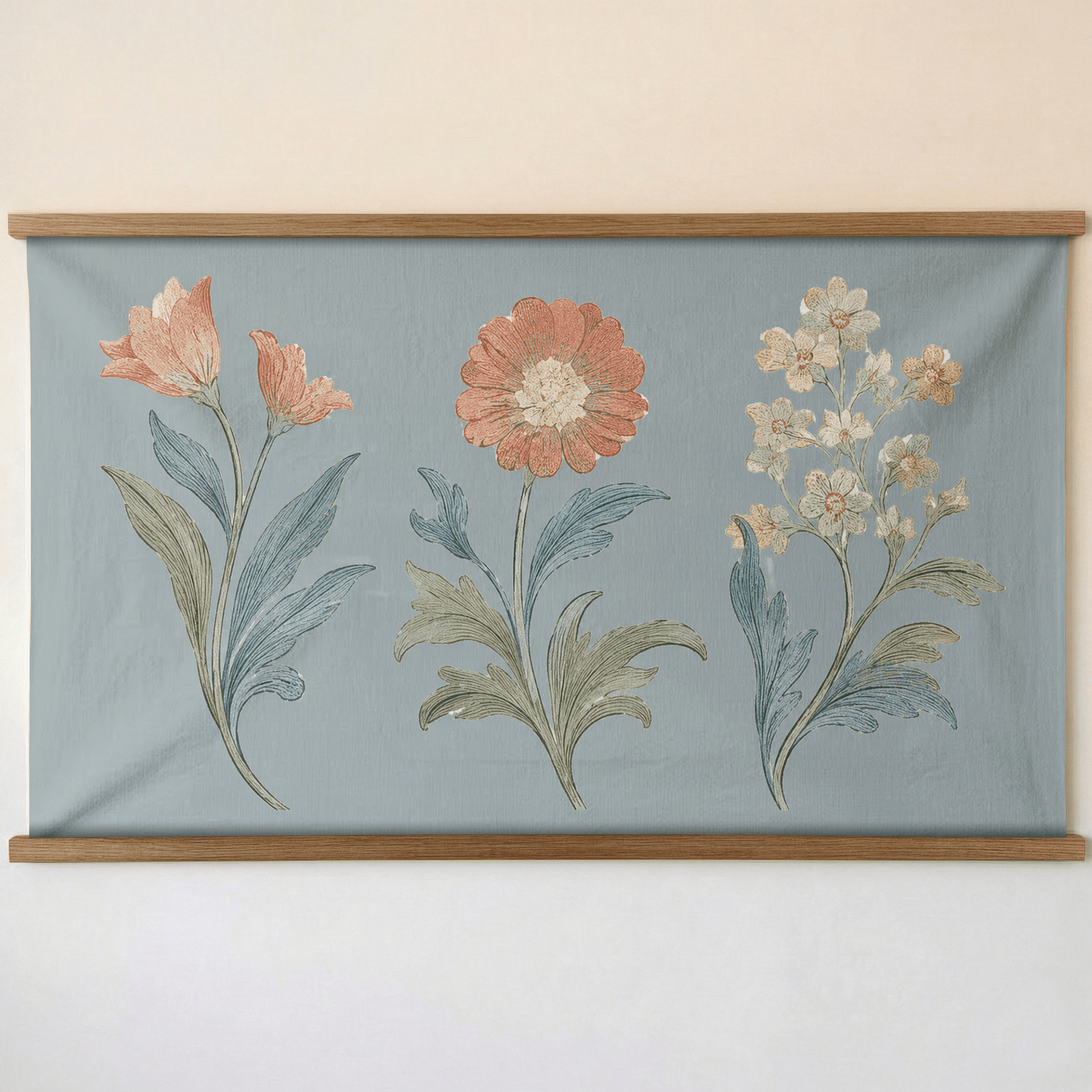 Orange County Cool Grey Botanical Study - Tapestry - Lemon Park
