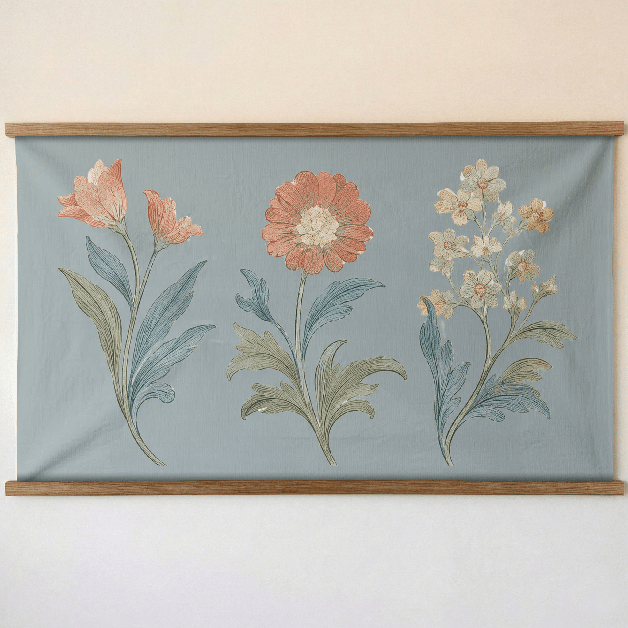 Orange County Cool Grey Botanical Study - Tapestry - Lemon Park