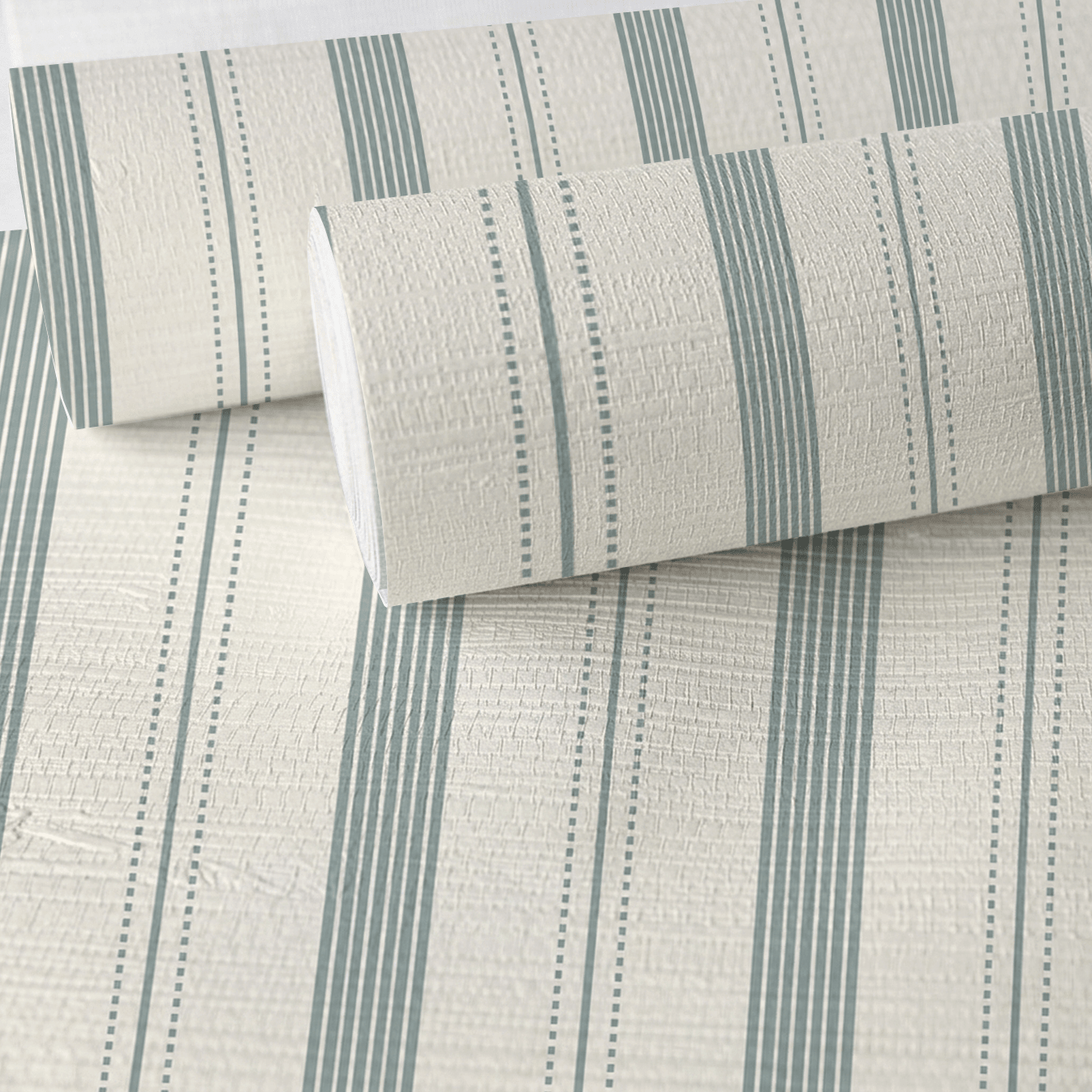 Orange County Cool Grey Stripes Faux Grasscloth Wallpaper - Lemon Park
