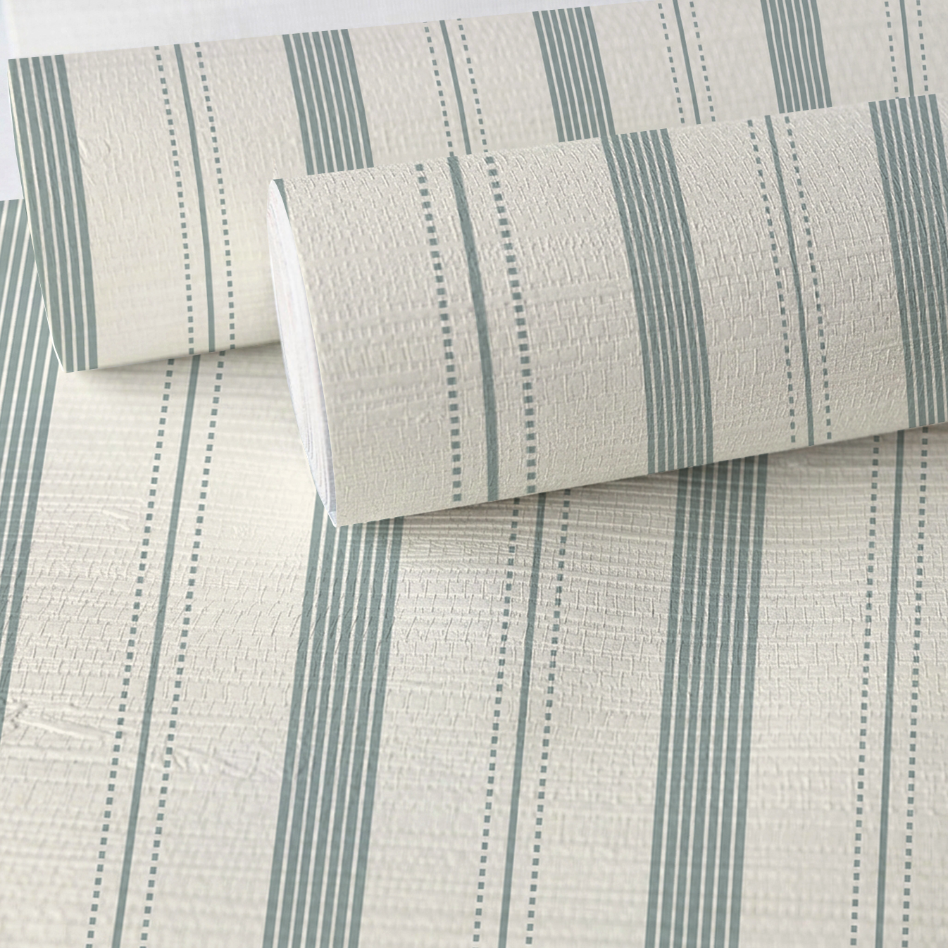 Orange County Cool Grey Stripes Faux Grasscloth Wallpaper