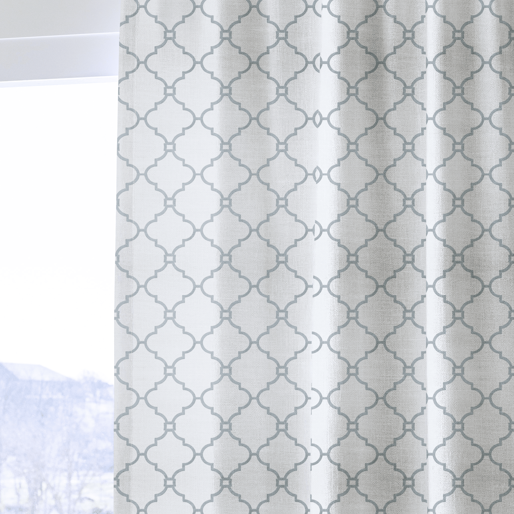 Orange County Cool Grey Trellis - Drapery - Lemon Park