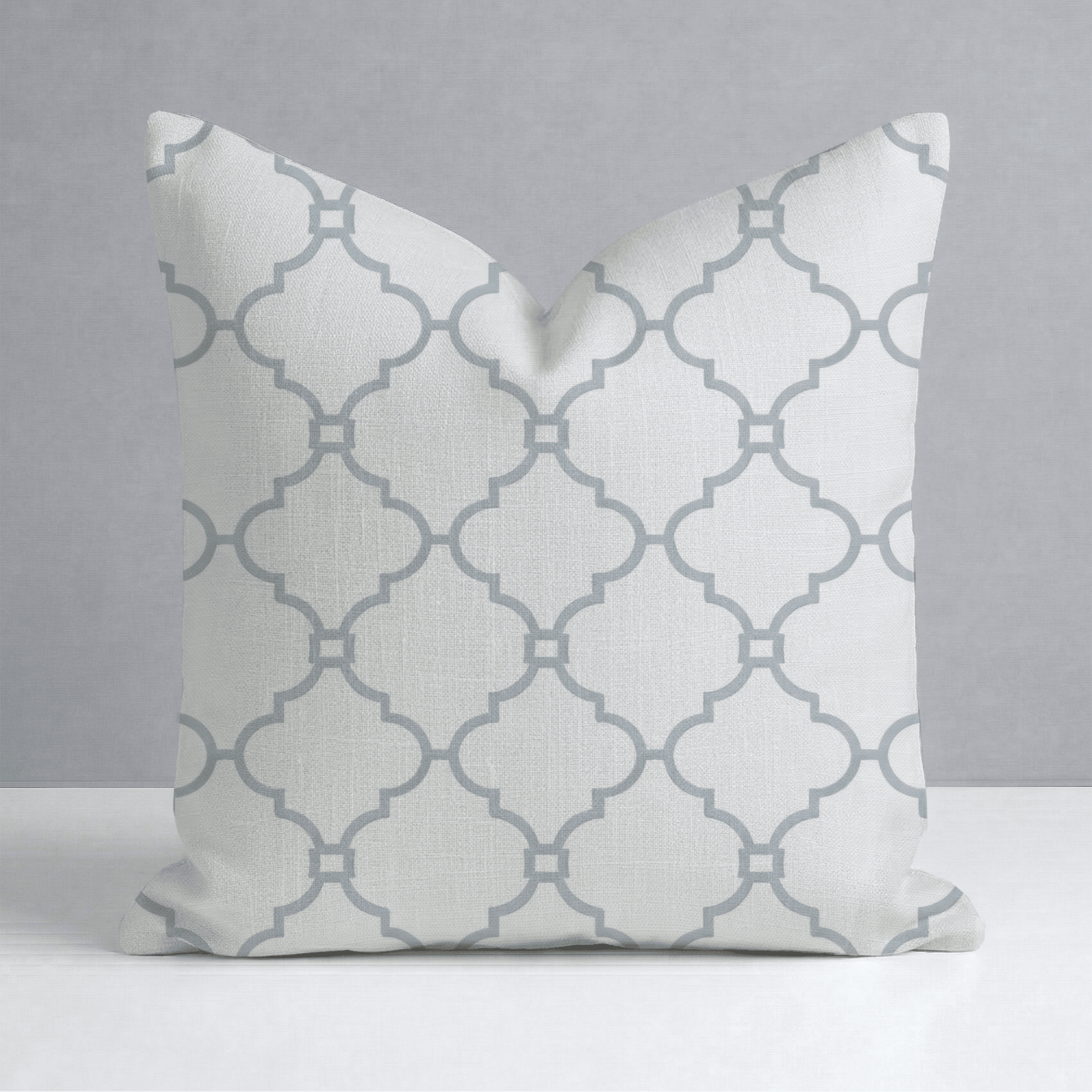 Orange County Cool Grey Trellis Throw Pillow - Lemon Park