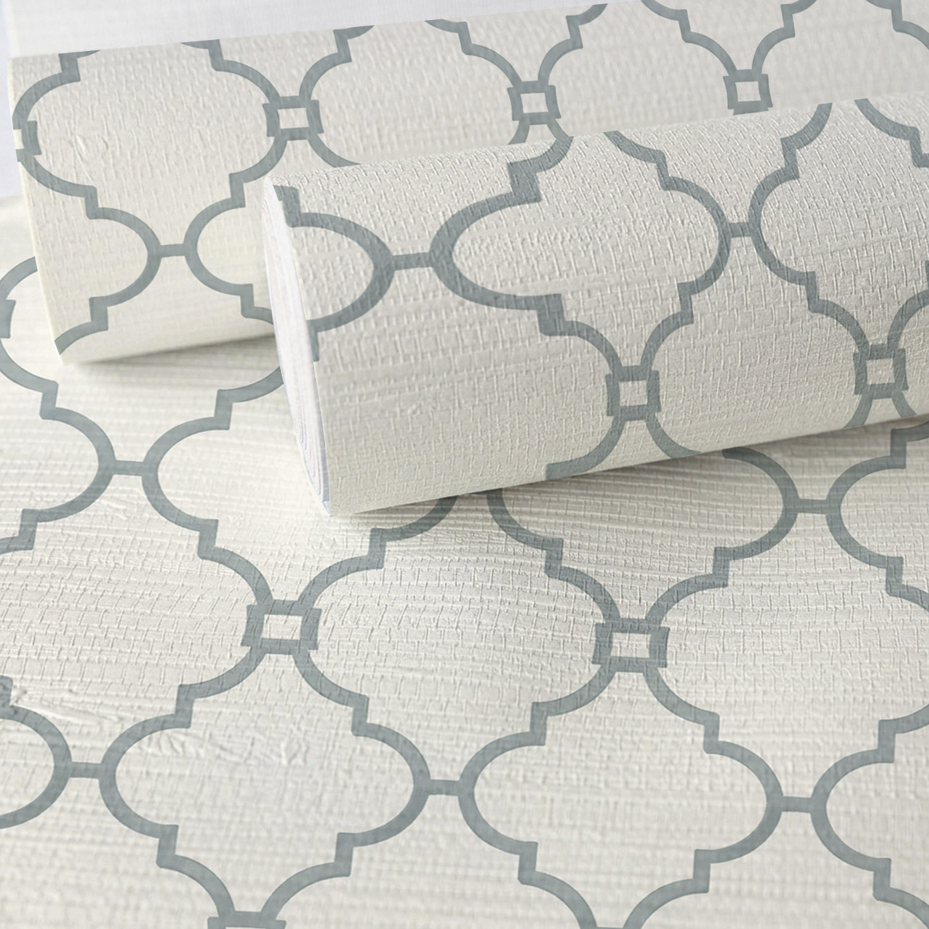 Orange County Cool Grey Trellis Faux Grasscloth Wallpaper