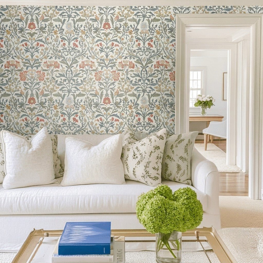 Orange County Faux Grasscloth Wallpaper - Lemon Park