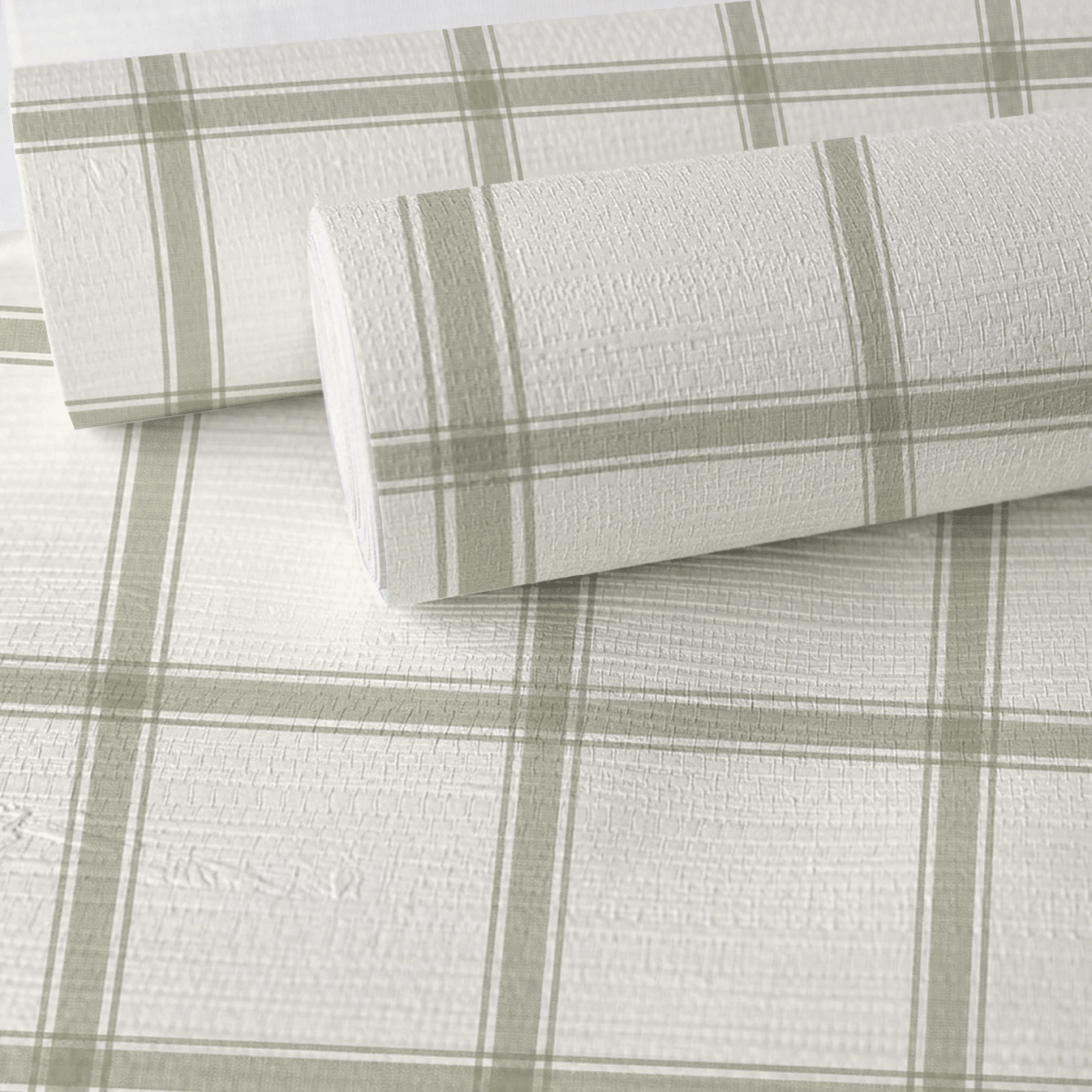 Orange County Olive Plaid Faux Grasscloth Wallpaper - Lemon Park