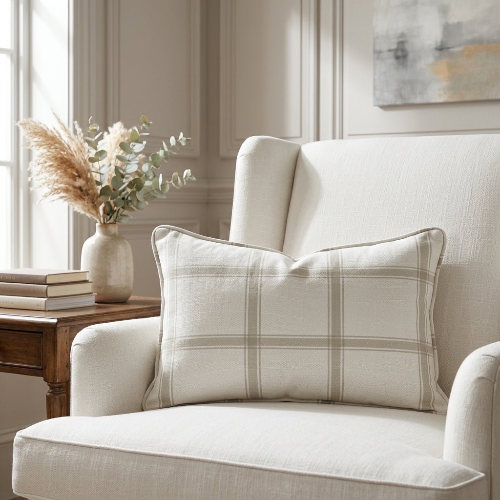 Orange County Olive Plaid Throw Pillow - Lemon Park