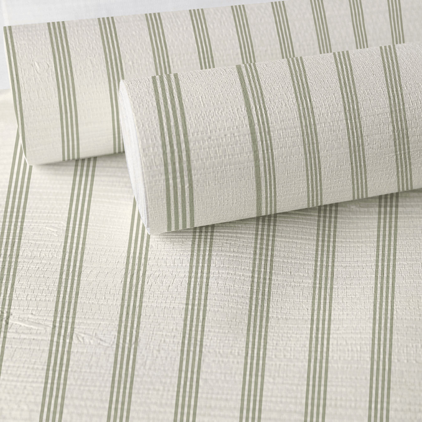 Orange County Olive Stripes Faux Grasscloth Wallpaper - Lemon Park