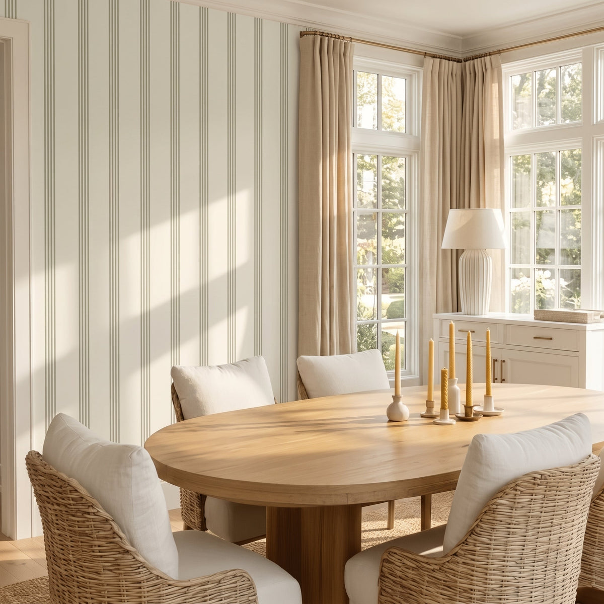 Orange County Olive Stripes Wallpaper - Lemon Park