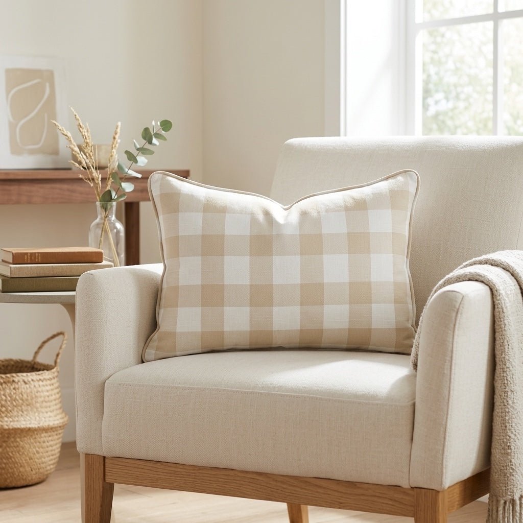 Orange County Pavlova Gingham Throw Pillow - Lemon Park