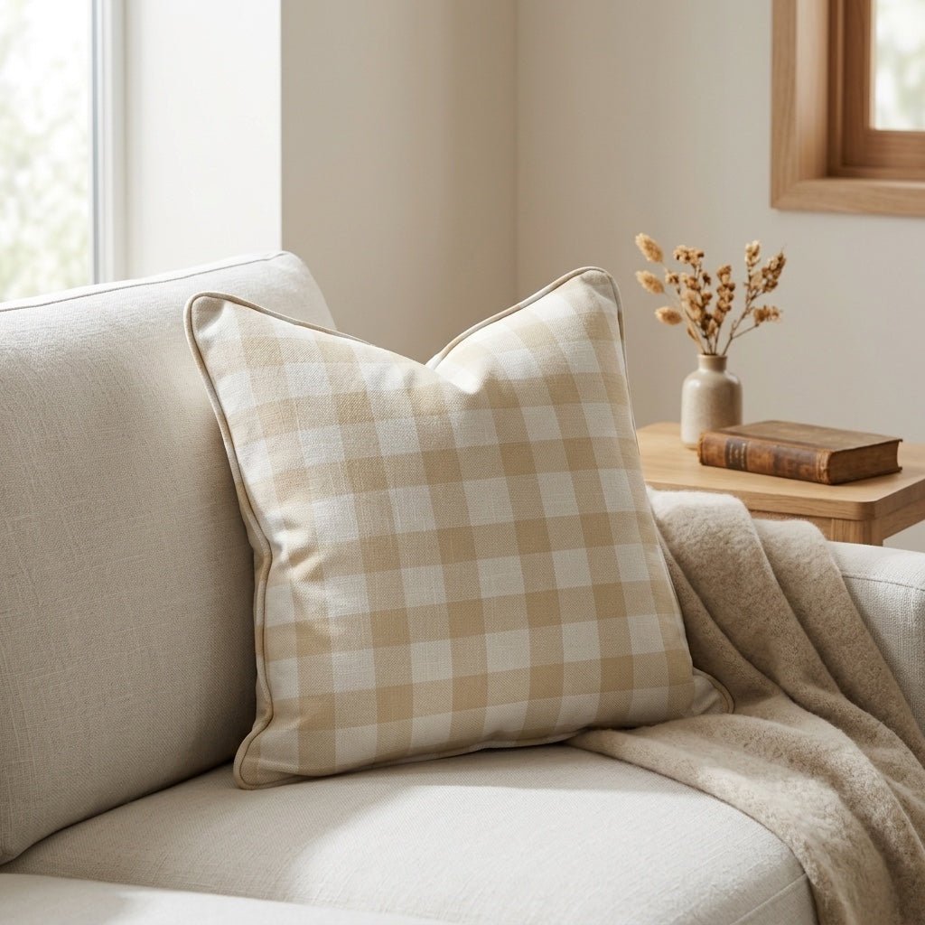 Orange County Pavlova Gingham Throw Pillow - Lemon Park