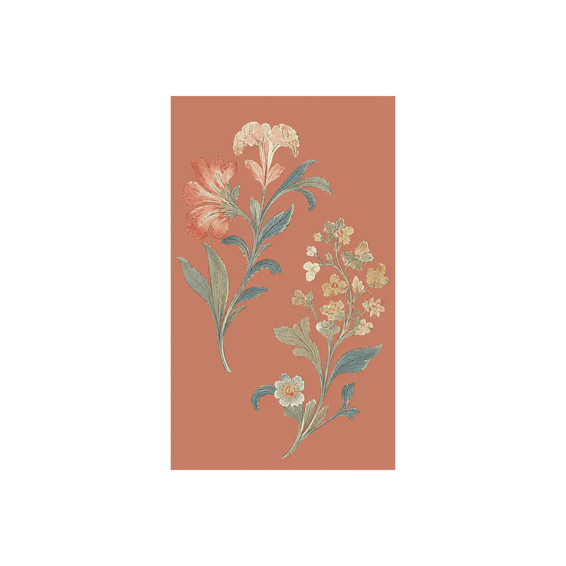 Orange County Terracotta Botanical Study - Tapestry - Lemon Park