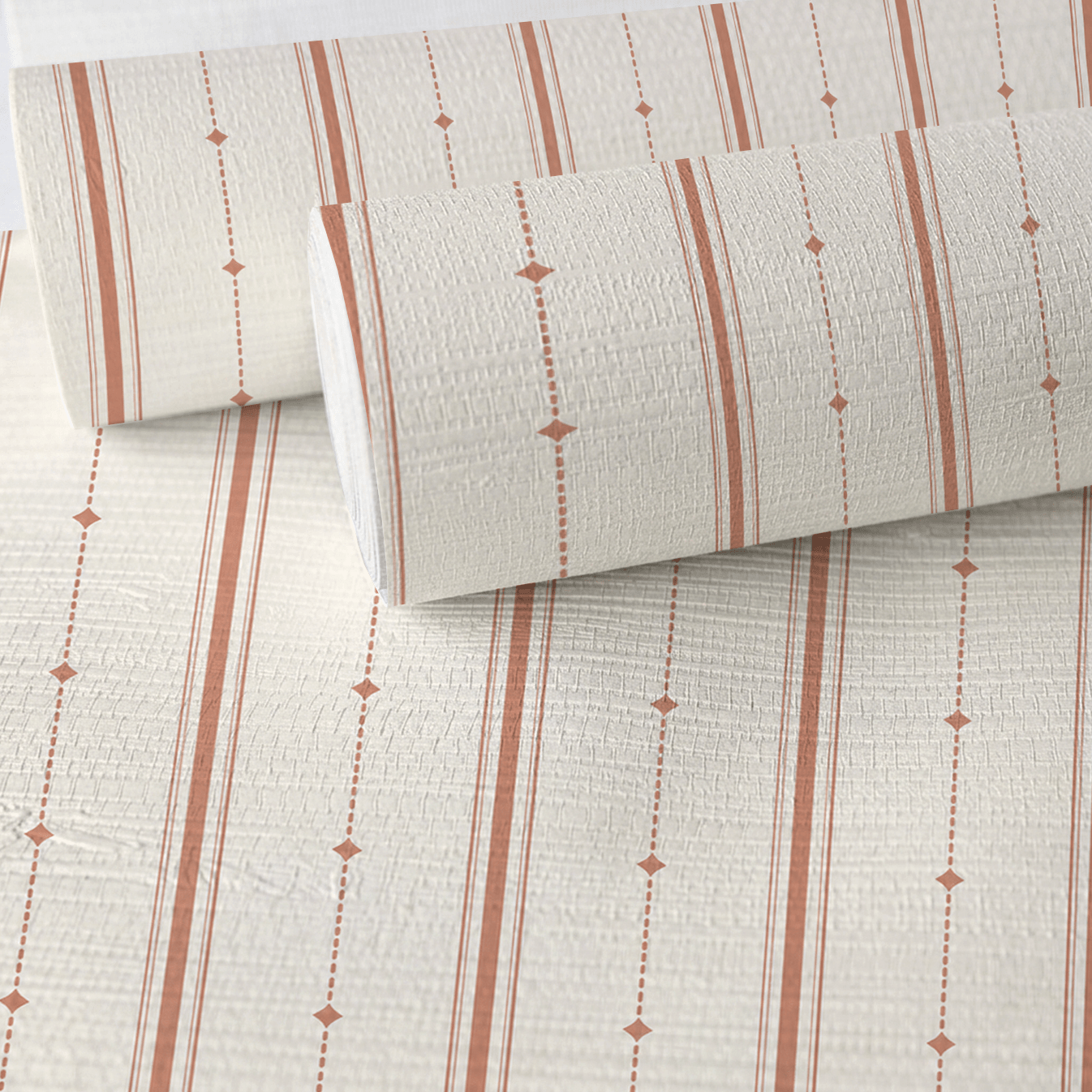 Orange County Terracotta Stripes Faux Grasscloth Wallpaper - Lemon Park